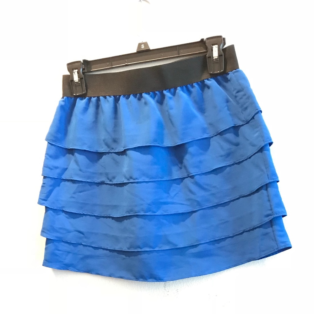 Saks 5/48 Royal Blue Layered Ruffle Mini Skirt